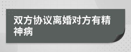 双方协议离婚对方有精神病