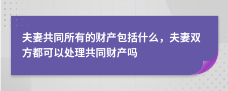 夫妻共同所有的财产包括什么，夫妻双方都可以处理共同财产吗