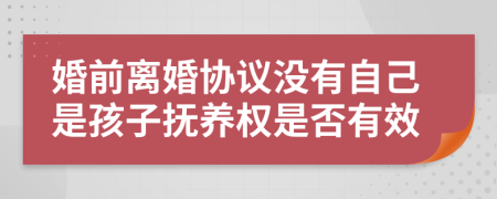 婚前离婚协议没有自己是孩子抚养权是否有效