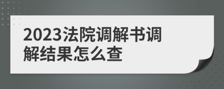 2023法院调解书调解结果怎么查