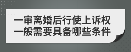 一审离婚后行使上诉权一般需要具备哪些条件