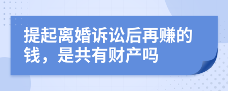 提起离婚诉讼后再赚的钱，是共有财产吗