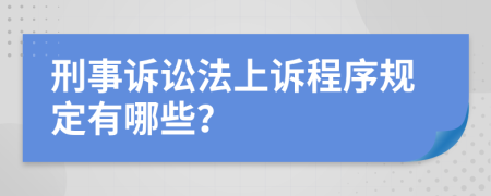 刑事诉讼法上诉程序规定有哪些？