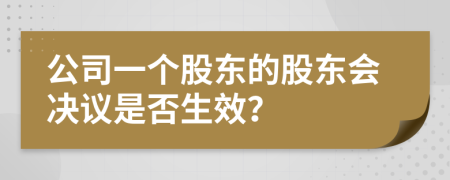 公司一个股东的股东会决议是否生效？