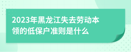 2023年黑龙江失去劳动本领的低保户准则是什么