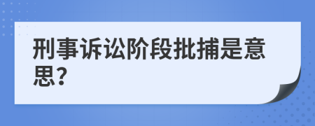 刑事诉讼阶段批捕是意思？
