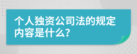 个人独资公司法的规定内容是什么？