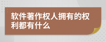 软件著作权人拥有的权利都有什么