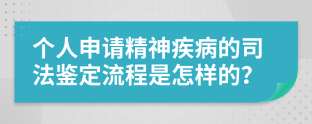 个人申请精神疾病的司法鉴定流程是怎样的？