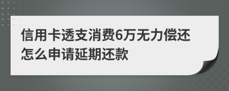 信用卡透支消费6万无力偿还怎么申请延期还款