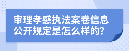 审理孝感执法案卷信息公开规定是怎么样的？
