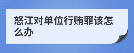 怒江对单位行贿罪该怎么办