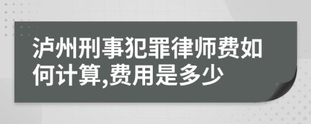 泸州刑事犯罪律师费如何计算,费用是多少