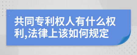 共同专利权人有什么权利,法律上该如何规定