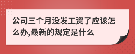 公司三个月没发工资了应该怎么办,最新的规定是什么