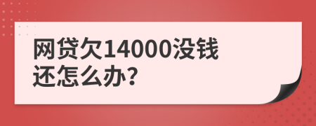 网贷欠14000没钱还怎么办？