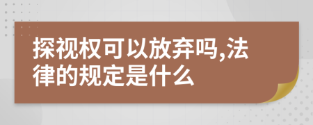 探视权可以放弃吗,法律的规定是什么