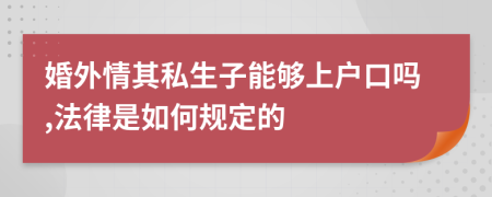 婚外情其私生子能够上户口吗,法律是如何规定的