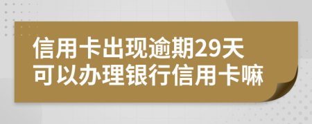 信用卡出现逾期29天可以办理银行信用卡嘛