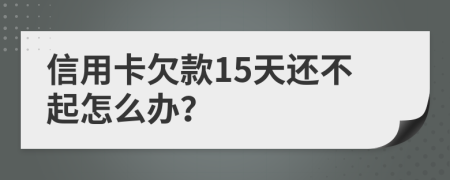 信用卡欠款15天还不起怎么办？