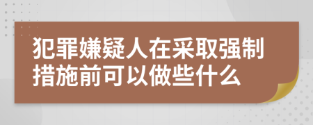 犯罪嫌疑人在采取强制措施前可以做些什么