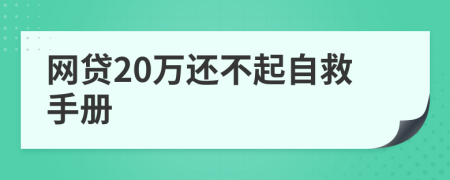 网贷20万还不起自救手册