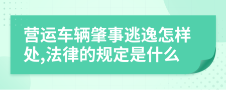 营运车辆肇事逃逸怎样处,法律的规定是什么