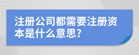 注册公司都需要注册资本是什么意思?