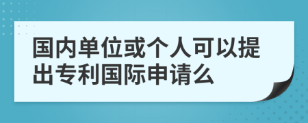 国内单位或个人可以提出专利国际申请么