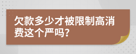 欠款多少才被限制高消费这个严吗？