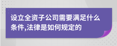设立全资子公司需要满足什么条件,法律是如何规定的