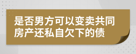 是否男方可以变卖共同房产还私自欠下的债