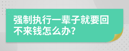 强制执行一辈子就要回不来钱怎么办？