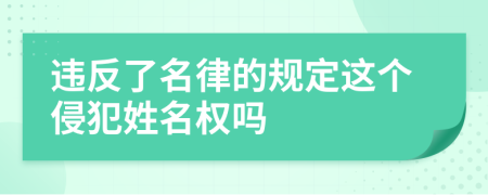 违反了名律的规定这个侵犯姓名权吗