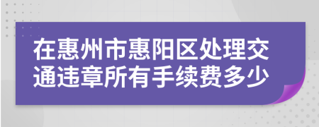 在惠州市惠阳区处理交通违章所有手续费多少