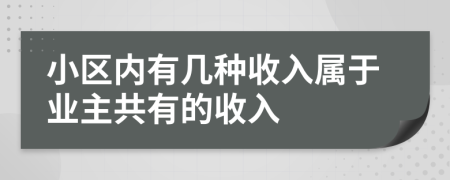 小区内有几种收入属于业主共有的收入