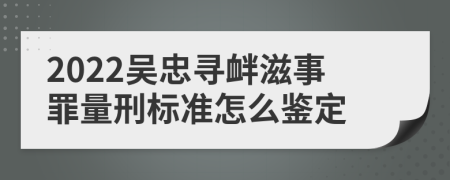 2022吴忠寻衅滋事罪量刑标准怎么鉴定