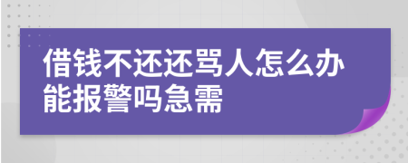 借钱不还还骂人怎么办能报警吗急需