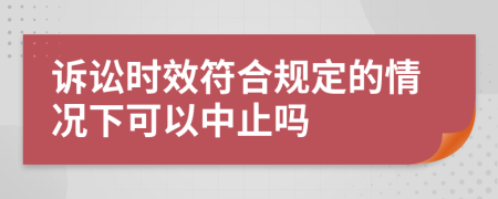 诉讼时效符合规定的情况下可以中止吗