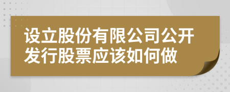 设立股份有限公司公开发行股票应该如何做