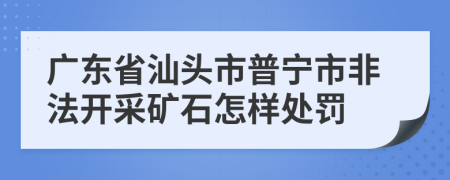 广东省汕头市普宁市非法开采矿石怎样处罚