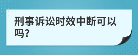 刑事诉讼时效中断可以吗？