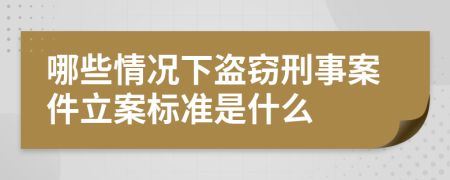 哪些情况下盗窃刑事案件立案标准是什么