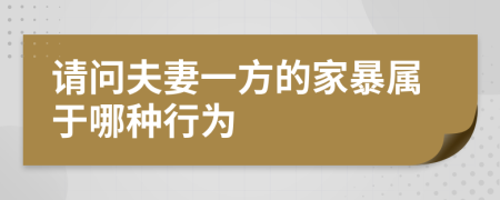 请问夫妻一方的家暴属于哪种行为