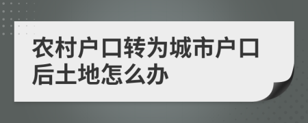 农村户口转为城市户口后土地怎么办