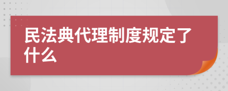 民法典代理制度规定了什么