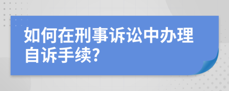 如何在刑事诉讼中办理自诉手续?