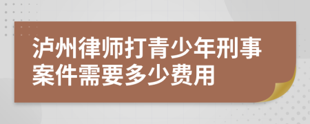 泸州律师打青少年刑事案件需要多少费用