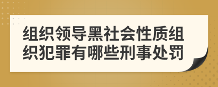 组织领导黑社会性质组织犯罪有哪些刑事处罚