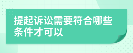 提起诉讼需要符合哪些条件才可以